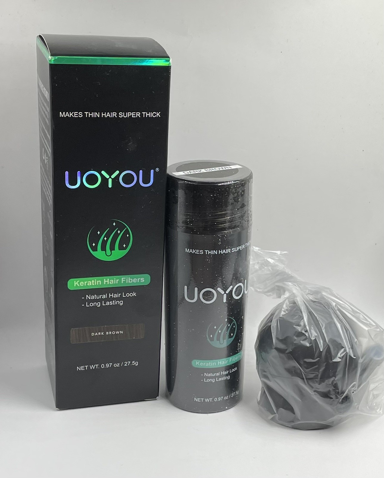 Medium Dark Brown Hair Fibres For Thinning Hair 27.5G Bottle With Applicator 3F