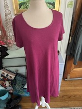 Old Navy Linen Blend Short Sleeve Dress L A-Line Magenta Classic VGUC