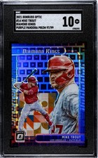 2021 Panini Donruss Optic #14 Mike Trout DK SGC 10 Purple Pandora Prizm /99