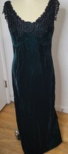 VTG Carole Little Sz 12 Velvet Green Maxi Dress Whimsigoth Old Hollywood Romance