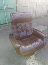 Vintage Brown Leather Ekorness Stressless Swivel Reclining Chair 🚛FREE UK DEL🚛