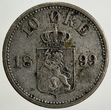 1899 Norway 10 Ore Silver Coin | Fine Collectable Grade