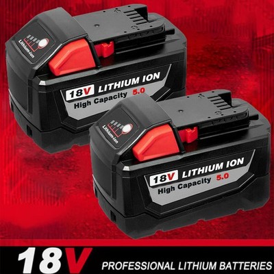 2PACK Battery For Milwaukee M18 Lithium 5.0AH Extended Capacity 48-11-1852 NEW