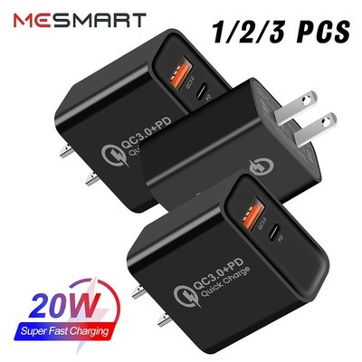 20W US Wall Charger USB A+C Fast Block Fast Charging Cube For iPhone&Android Lot