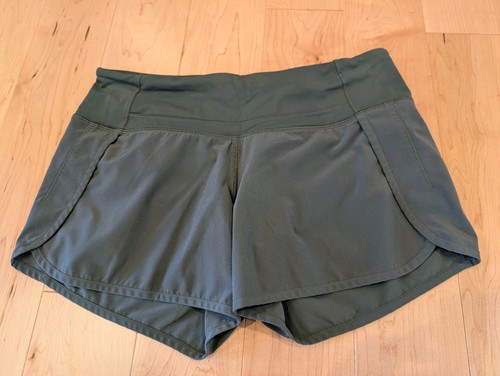 EUC Lululemon Run Times Shorts, Lined, Olive Green, Size 4