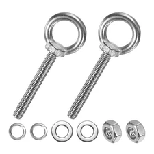 2-Sets Stainless Eyebolt M10x78mm Shoulder Lifting Eye Bolt with Nuts Washers
