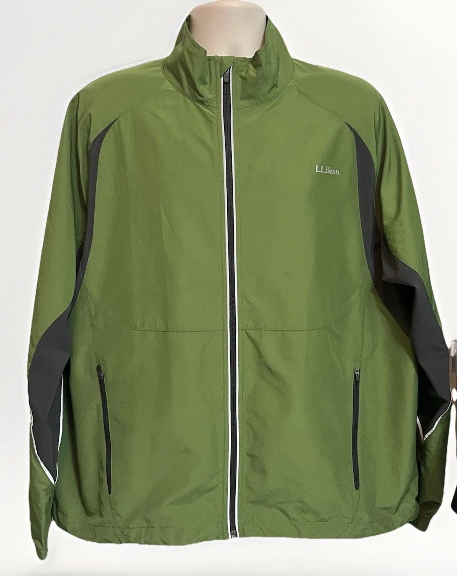 LL Bean Windbreaker Spring Light Jacket Mens XL Green Grey Gorp Outdoor Hiking