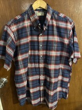 LL Bean Blue Red Plaid USA Made VTG - Size 17 1/2 Button-Up Casual Shirt Top