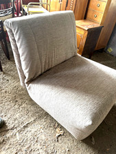 Single Bed Armless Chair Beige Fabric Metal Frame Good Quality