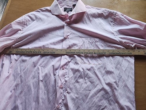 C. Allen Button Up Dress Shirt Men's 18 1/2" x 36/37 Pink Gingham - Picture 6 of 6