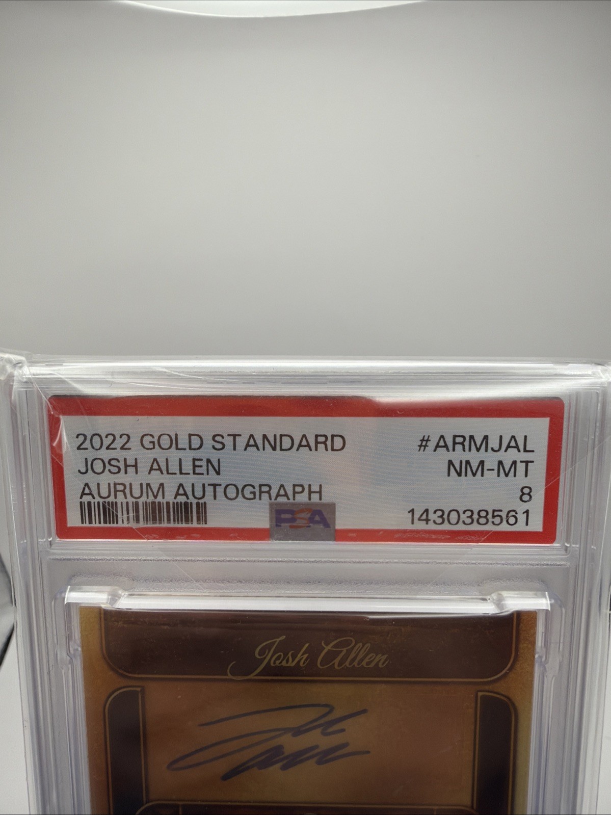 Josh Allen /25 2022 Panini Gold Standard Auto Aurum Auto PSA 8 view 2