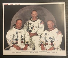 Apollo 11 Crew Signed 8x10 Picture (Red Number) Neil Armstrong, Collins,  Aldrin