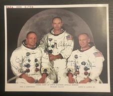 Apollo 11 Crew Signed 8x10 Picture (Red Number) Neil Armstrong, Collins,  Aldrin