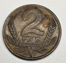 1975 Poland 2 Two Zlote - Circulated Polish Brass World Coin - Europe 