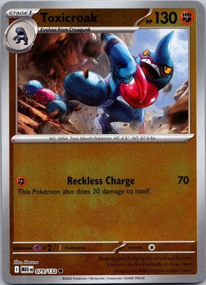 Toxicroak 079/132 C Mega Evolution Pokemon Reverse Holo Near Mint
