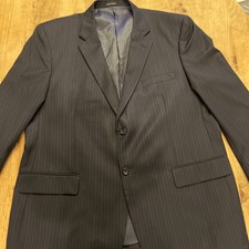 Joseph and Feiss Blazer Jacket Mens 48R 48 Dark Blue Pen Stripe Wool Two Buttons