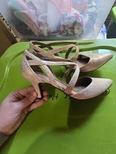 Women's Beige Solid Pointed Toe Strappy Ankle Strap Buckle Stiletto 6