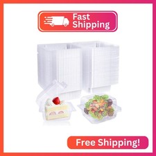Qyyiguf 50 Pcs Clear Hinged Plastic Containers with Lids,Square To Go Containers