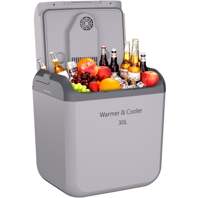 cigarette lighter cooler warmer 32 QT (30 L) Cooler & Warmer with Handle, Portable Car Refrigerator, Car fridge for Vehicle, Truck, Travel, Camping, Gray