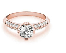 2.0Ct Round Cut Moissanite Diamond Women's Engagement Ring 14K Rose Gold Plated