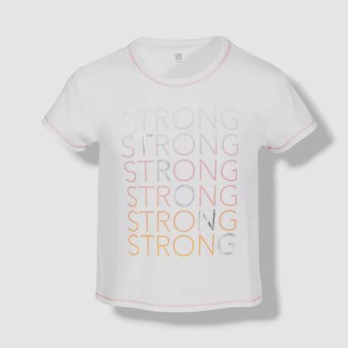 ID Ideology Girls Size S Strong Graphic Print T-Shirt Short Sleeve White Tee - Picture 9 of 9