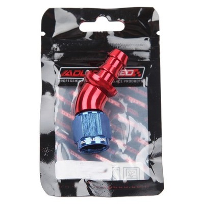 USA -8AN AN8 Push On Lock One Piece Hose End 45 Degree Fitting Adapter Red/Blue