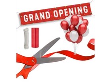 Grand Opening Ribbon Cutting Ceremony Kit - 25" Giant Scissors, 5yd of 4"...