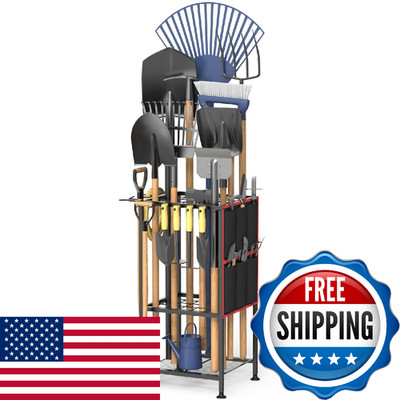 Lovind Garden Tool Organizer Metal Yard Tool Organizer Holds 50 Long-Handled Too