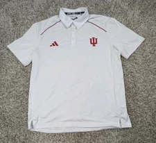 Adidas Indiana Hoosiers Polo Shirt Men Large White Performance Golf Short Sleeve