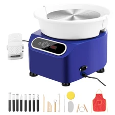 Pottery Wheel 11in Ceramic Wheel Foot Pedal Touch Screen Apron 450W Blue