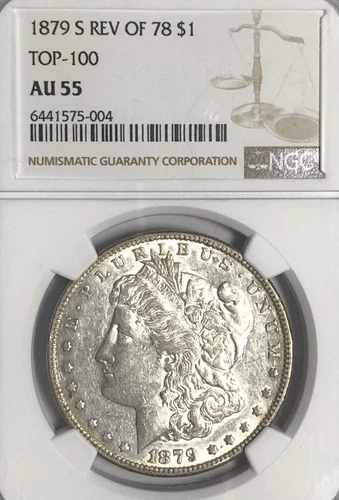 1879 S MORGAN "NGC AU55" - REVERSE OF 1878 *TOP 100* - SOME LUSTER, DESIREABLE!✅