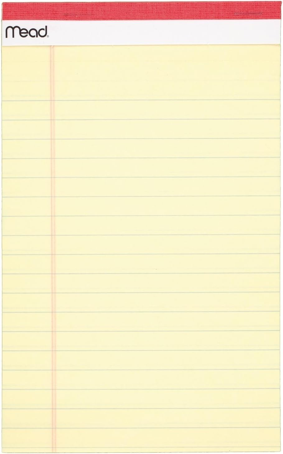 Soft Cover Canary Legal Pads 5x8 Inch, 50 Sheets Each - Perfect for Journaling