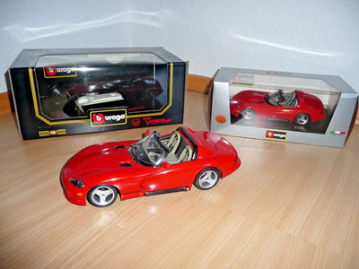 Bburago Burago Dodge Chrysler Viper RT/10 rot 1/18 und Viper 1/24 von 1992 OVP