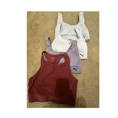Calvin Klein PUMA Sports Bras Medium White Purple Burgundy Racerback Women