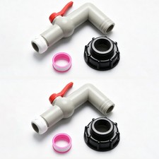 2Stk IBC Tank Adapter Auslaufhahn, 90&deg; Winkel Kugelhahn S60x6 Gewinde f&uuml;r Wasser