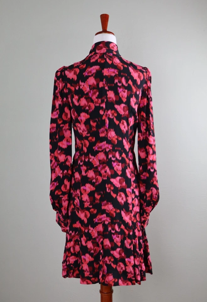 Vestido PROENZA SCHOULER X Barneys $1190 Crepe Ikat Floral Cuello Simulado Talla 6 Foto 4 de 4