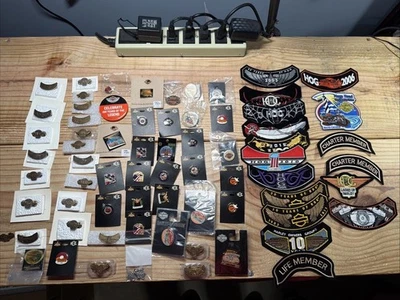 Lot of 70 Harley Davidson Owners Group HOG Pins And Patches & Miscellaneous. K - Image 1 of 4