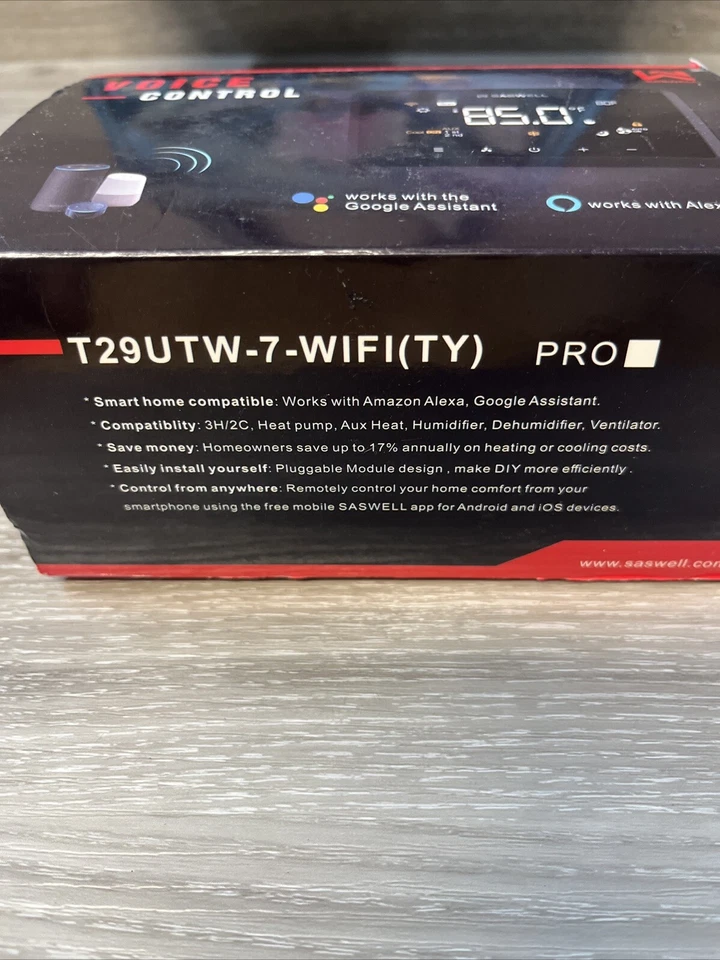 SASWELL T29UTW-7-WIFI TOUCHSCREEN SMART HOME THERMOSTAT; WORKS WITH ALEXA  & GOO - Image 2 of 2