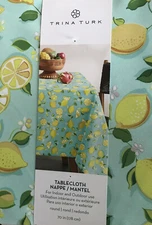 Trina Turk Indoor/Outdoor 70” Round Tablecloth Lemons  New
