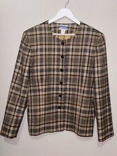 Vintage Tartan Pendleton 100 Wool Blazer Tan Black Classy Office Womens Size 16
