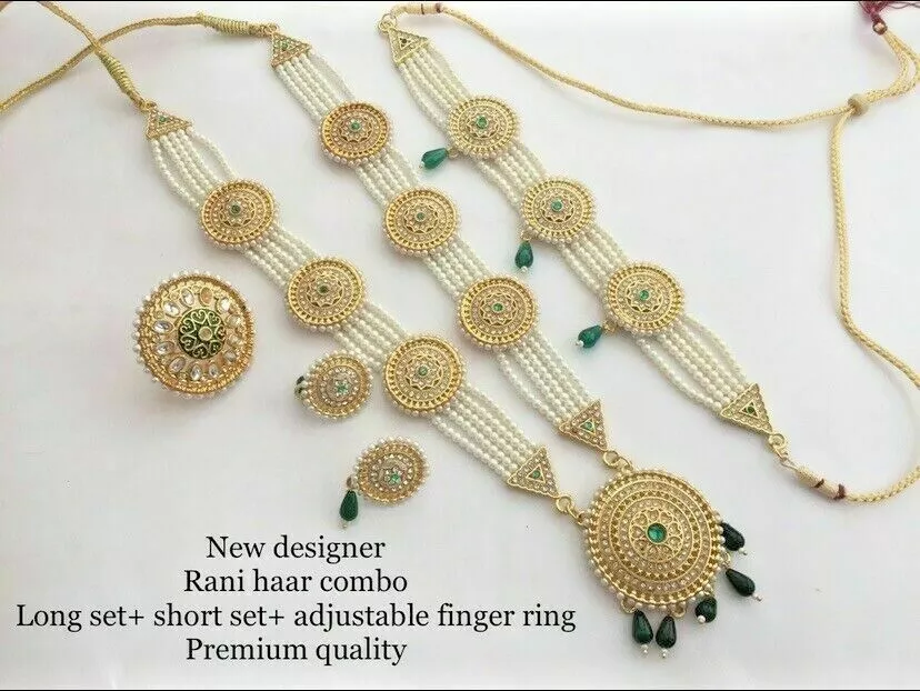 Designer Long Gold Bridal Rani Haar Jewellery Wedding Red White