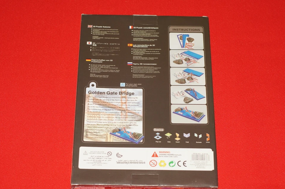 Clever & Happy Golden Gate Bridge  3D Puzzle Model Kit Brand New Sealed - Image 4 of 4