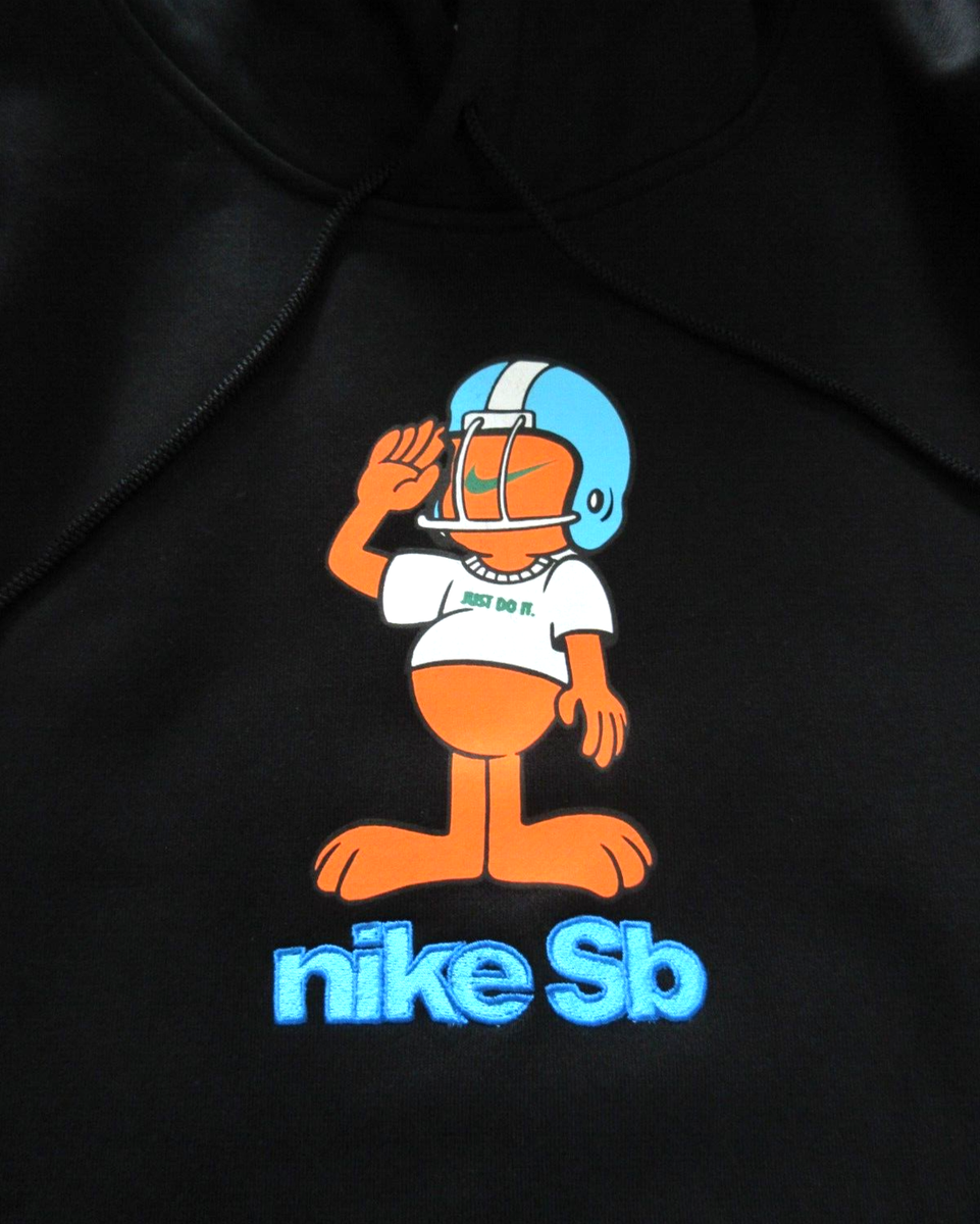 Nike SB Men's Fleece Football Logo Skate Hoodie Black Orange