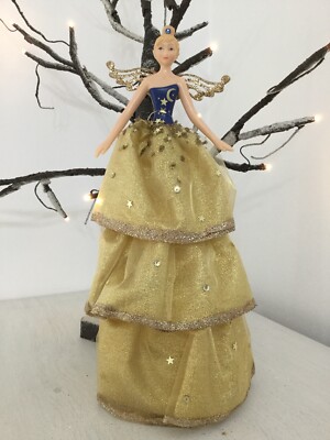 Gisela Graham Resin & Fabric Starlight Fairy Tree Topper Christmas Dec 29cm