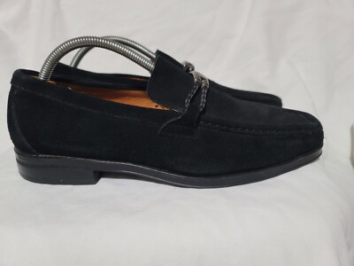 Stacy Adams Nesbit Black Leather Suede Almond Apron Pinch 