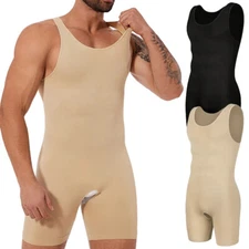 Men Full Body Shaper Compression Bodysuit Shapewear Firm Tummy Control Underwear