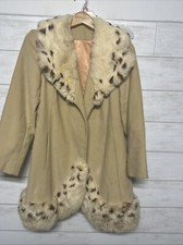 Vintage 1960s Fur Trimmed Coat by Country Pacer S/M Lined Union Made