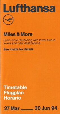Lufthansa timetable 1994/03/27