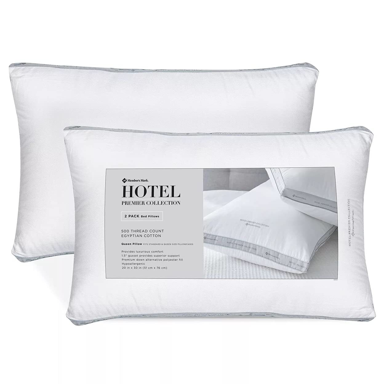 Member's Mark Hotel Premier Collection Queen Pillows (2 Pack