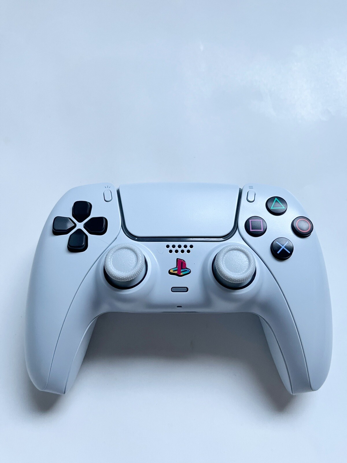 Ps5 Sony Wireless Controller  - Custom All White “Retro PlayStation” Mouse Click-image